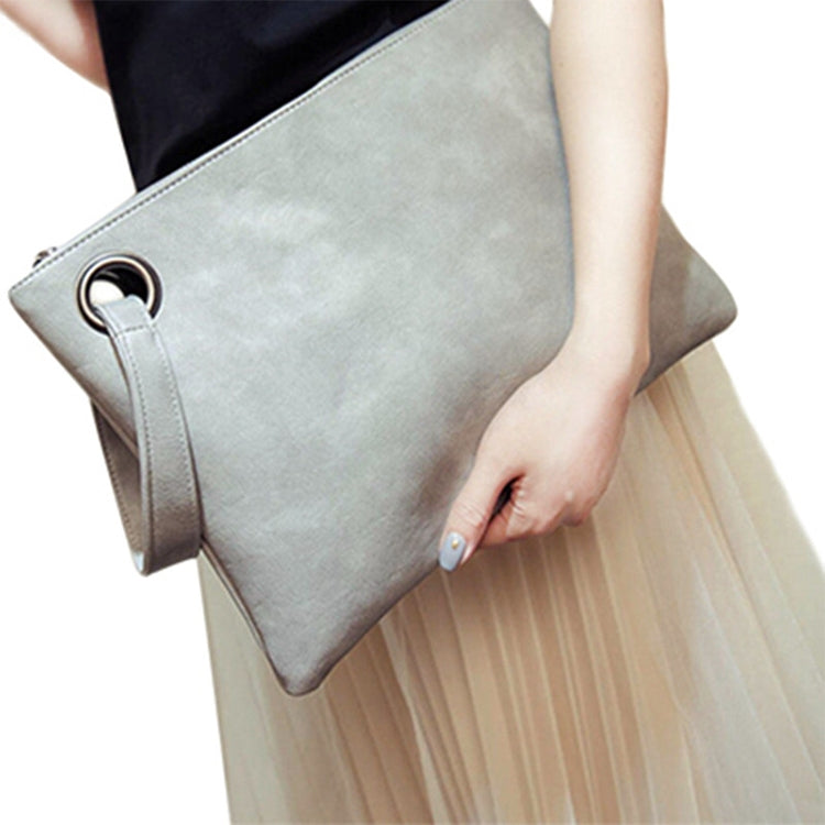 Semplice borsa da donna retrò moda pochette di grande capacità con cerniera busta
