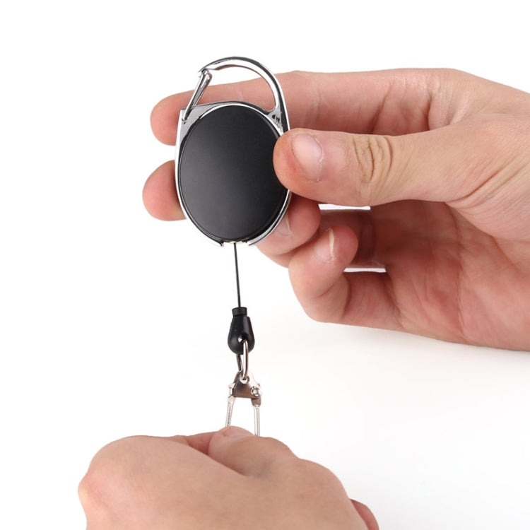Porta badge retrattile in lega di zinco e ABS nero