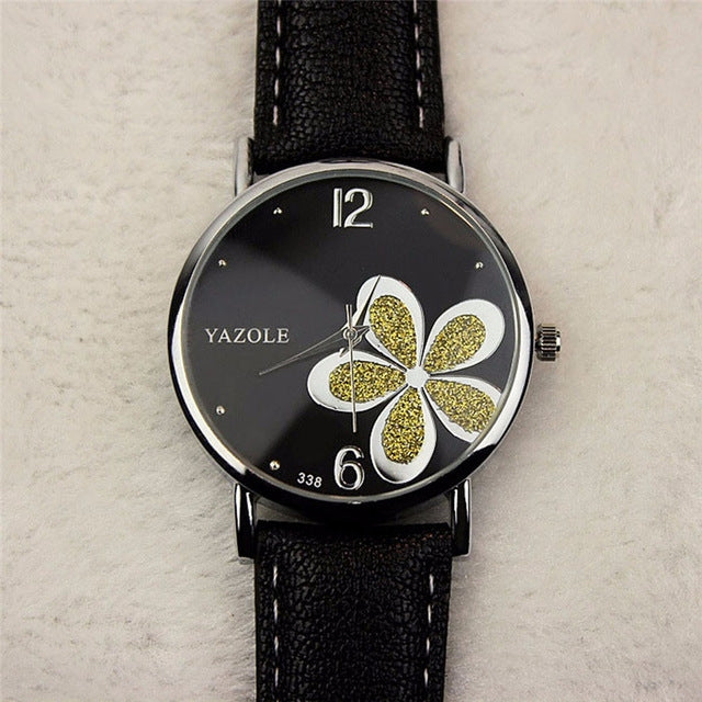 Orologio da donna al quarzo con quadrifoglio YAZOLE