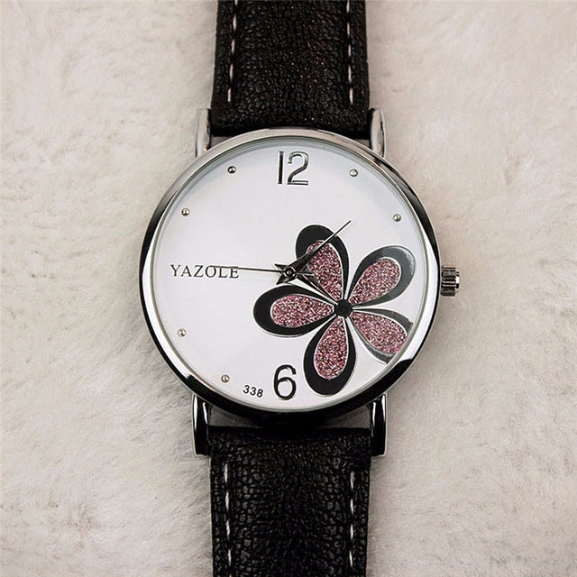 Orologio al quarzo con motivo quadrifoglio stile OL da donna YAZOLE