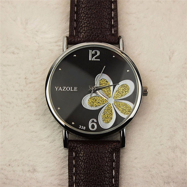 Orologio da donna al quarzo con quadrifoglio YAZOLE