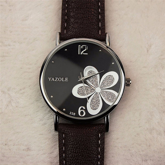 Orologio da donna al quarzo con quadrifoglio YAZOLE