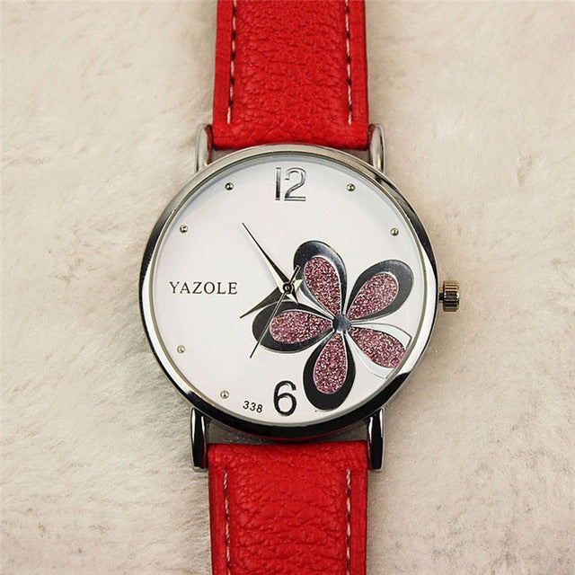 Orologio da donna al quarzo con quadrifoglio YAZOLE