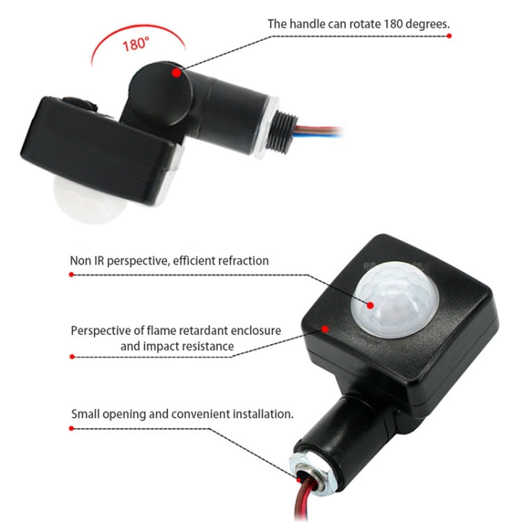 Interruttore faretti da parete con rilevatore di movimento a infrarossi PIR di sicurezza automatica, 10mm, 12mm