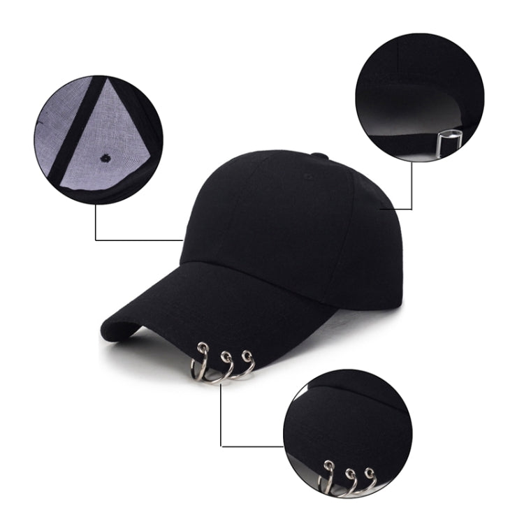 Berretti da baseball regolabili in tinta unita casual unisex con anello
