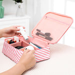 Borsa per cosmetici da viaggio imbottita impermeabile da donna portatile di grande capacità Borse per cosmetici per estetista Borsa per trucco da donna