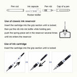 X750 Penna stilografica in acciaio inossidabile per cancelleria Penne a inchiostro con pennino medio Regalo per la scuola, 0.5mm, 1.1mm