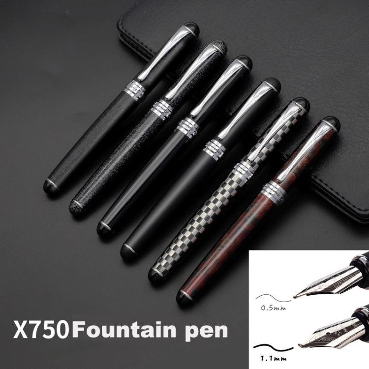 X750 Penna stilografica in acciaio inossidabile per cancelleria Penne a inchiostro con pennino medio Regalo per la scuola, 0.5mm, 1.1mm