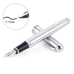 X750 Penna stilografica in acciaio inossidabile per cancelleria Penne a inchiostro con pennino medio Regalo per la scuola, 0.5mm, 1.1mm