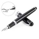 X750 Penna stilografica in acciaio inossidabile per cancelleria Penne a inchiostro con pennino medio Regalo per la scuola, 0.5mm, 1.1mm