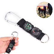 3 in 1 campeggio arrampicata escursionismo mini moschettone con portachiavi bussola termometro gancio portachiavi nero, 3 in 1