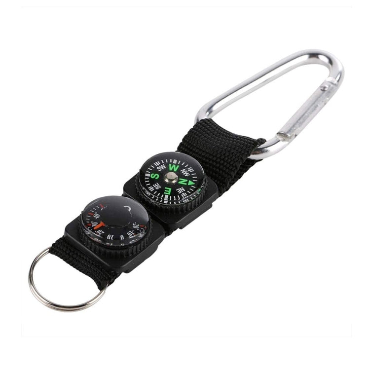 3 in 1 campeggio arrampicata escursionismo mini moschettone con portachiavi bussola termometro gancio portachiavi nero, 3 in 1