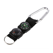 3 in 1 campeggio arrampicata escursionismo mini moschettone con portachiavi bussola termometro gancio portachiavi nero, 3 in 1