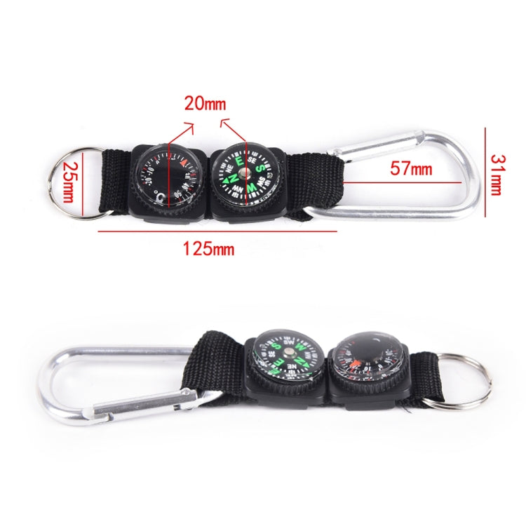 3 in 1 campeggio arrampicata escursionismo mini moschettone con portachiavi bussola termometro gancio portachiavi nero, 3 in 1