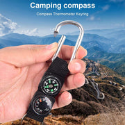 3 in 1 campeggio arrampicata escursionismo mini moschettone con portachiavi bussola termometro gancio portachiavi nero, 3 in 1