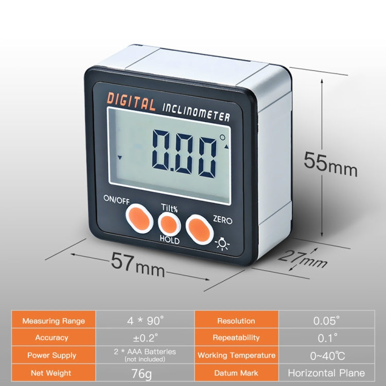 Inclinometro con display digitale elettronico di precisione IP54 Scatola con angolo goniometro da 4 x 90 gradi