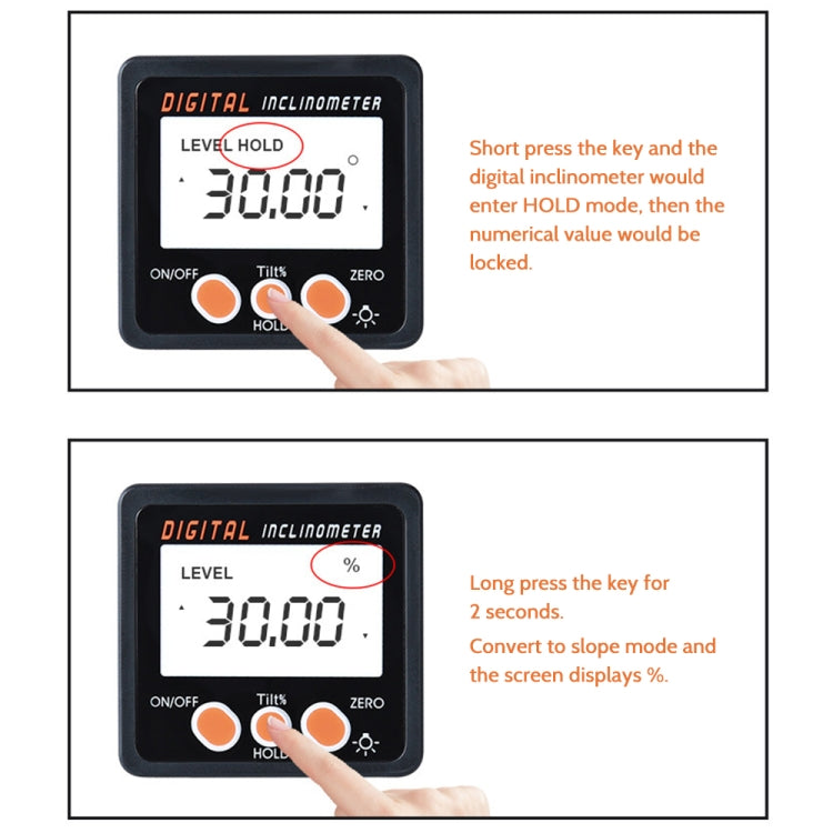 IP54 Precision Electronic Digital Display Inclinometer 4 x 90 Degree Protractor Angle Box