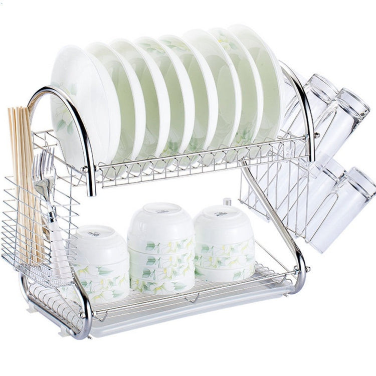Scolapiatti da cucina a 2 livelli, scolapiatti, vassoio portaposate, Cultery Holder