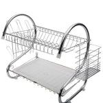 Scolapiatti da cucina a 2 livelli, scolapiatti, vassoio portaposate, Cultery Holder