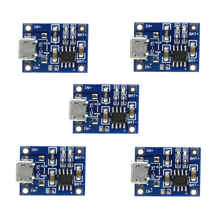 5pcs TP4056 Micro USB Interface Charging Board Module USB Microphone for 1A Lithium Battery