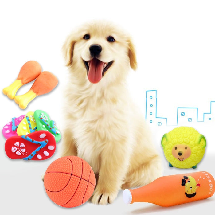 Giocattolo con cigolio in gomma per cani che urlano pollo mastica osso palla cigolante giocattoli per cani digrignamento dei denti, consegna colore casuale