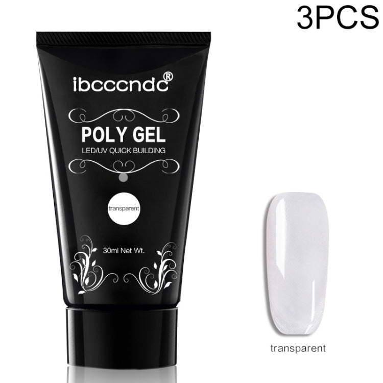 3 pezzi di gel acrilico per unghie in poligel rosa bianco trasparente con cristalli
