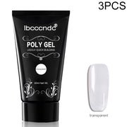 3 pezzi di gel acrilico per unghie in poligel rosa bianco trasparente con cristalli