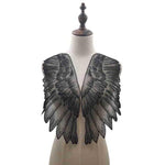 1 paio di accessori per abbigliamento fai-da-te ricamati a forma di ali in organza, Red, Black, Gold, White