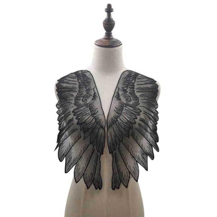 1 paio di accessori per abbigliamento fai-da-te ricamati a forma di ali in organza, Red, Black, Gold, White