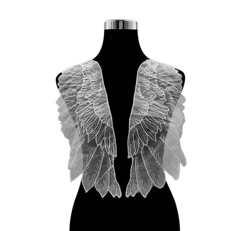 1 paio di accessori per abbigliamento fai-da-te ricamati a forma di ali in organza, Red, Black, Gold, White
