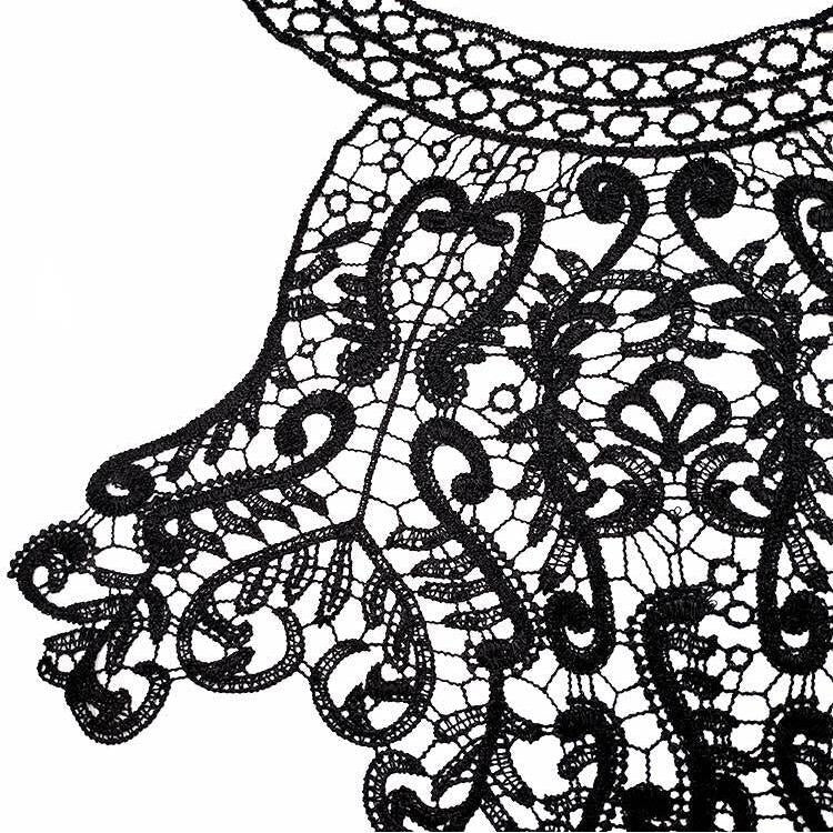 Colletto in pizzo ricamato Fiore Collare finto cavo tridimensionale Accessori di abbigliamento fai-da-te, Blue, Black, Purple Pink, Light Brown, White