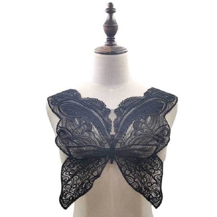 Accessori per abbigliamento fai da te con colletto in pizzo ricamato a forma di farfalla, dimensioni: circa 42 x 38 cm