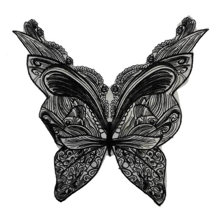 Accessori per abbigliamento fai da te con colletto in pizzo ricamato a forma di farfalla, dimensioni: circa 42 x 38 cm