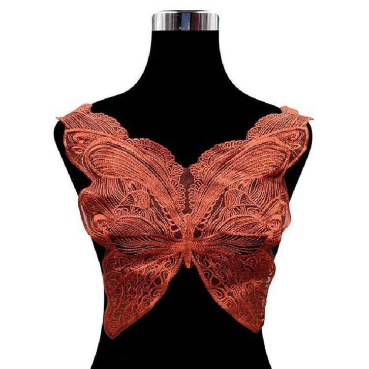Accessori per abbigliamento fai da te con colletto in pizzo ricamato a forma di farfalla, dimensioni: circa 42 x 38 cm
