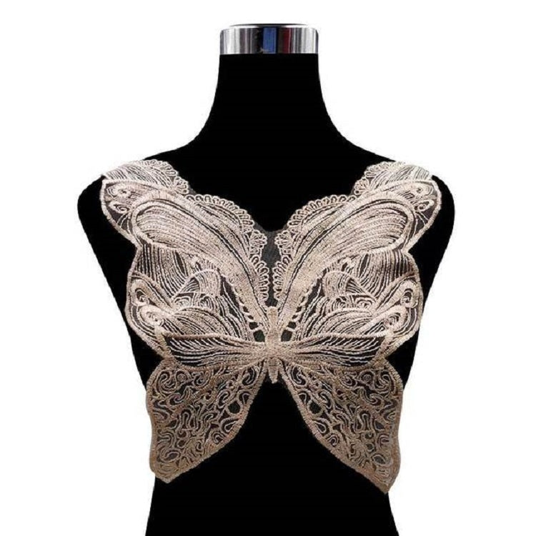 Accessori per abbigliamento fai da te con colletto in pizzo ricamato a forma di farfalla, dimensioni: circa 42 x 38 cm