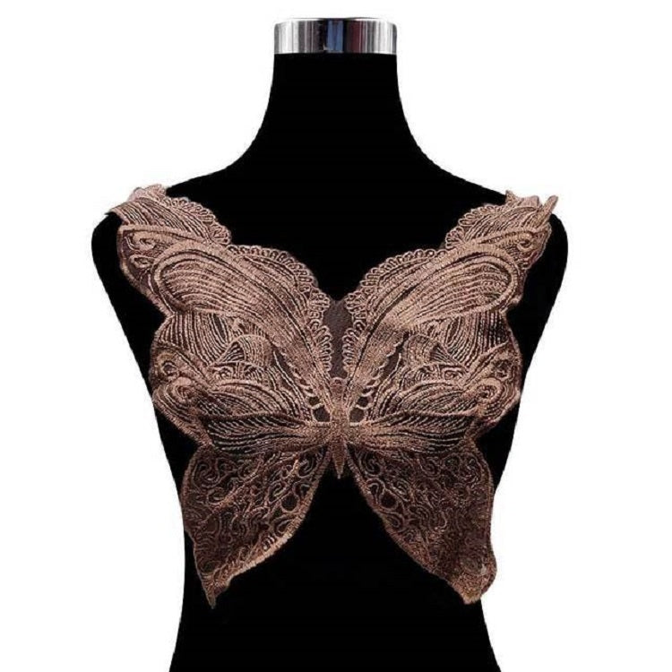 Accessori per abbigliamento fai da te con colletto in pizzo ricamato a forma di farfalla, dimensioni: circa 42 x 38 cm