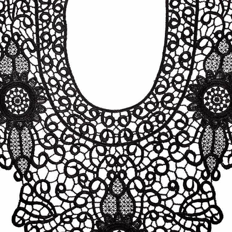 Accessori per abbigliamento fai-da-te con colletto finto cavo ricamato in pizzo, dimensioni: circa 55 x 47 cm, Red, Beige, Black, Light Brown, White