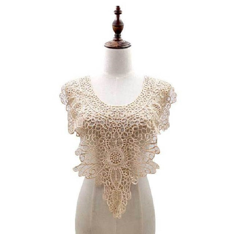 Accessori per abbigliamento fai-da-te con colletto finto cavo ricamato in pizzo, dimensioni: circa 55 x 47 cm, Red, Beige, Black, Light Brown, White