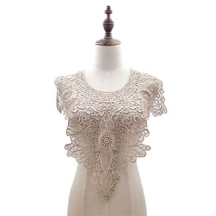 Accessori per abbigliamento fai-da-te con colletto finto cavo ricamato in pizzo, dimensioni: circa 55 x 47 cm, Red, Beige, Black, Light Brown, White