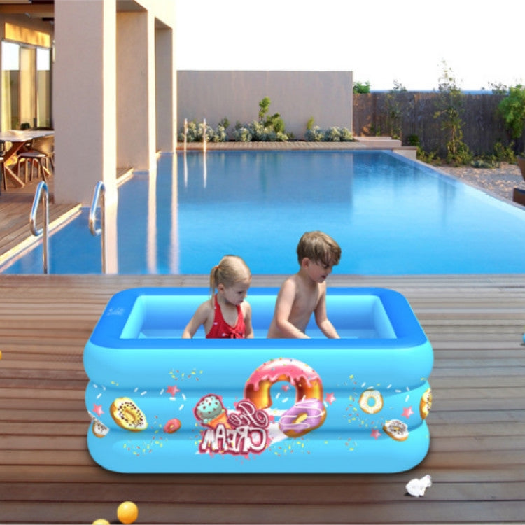Piscina gonfiabile quadrata per bambini con modello di gelato per interni ed esterni per uso domestico, 130 x 85 x 50cm Pink, 150 x 110 x 50cm Pink, 180 x 130 x 55cm Pink, 210 x 135 x 55cm Pink, 130 x 85 x 50cm Blue, 150 x 110 x 50cm Blue              ...