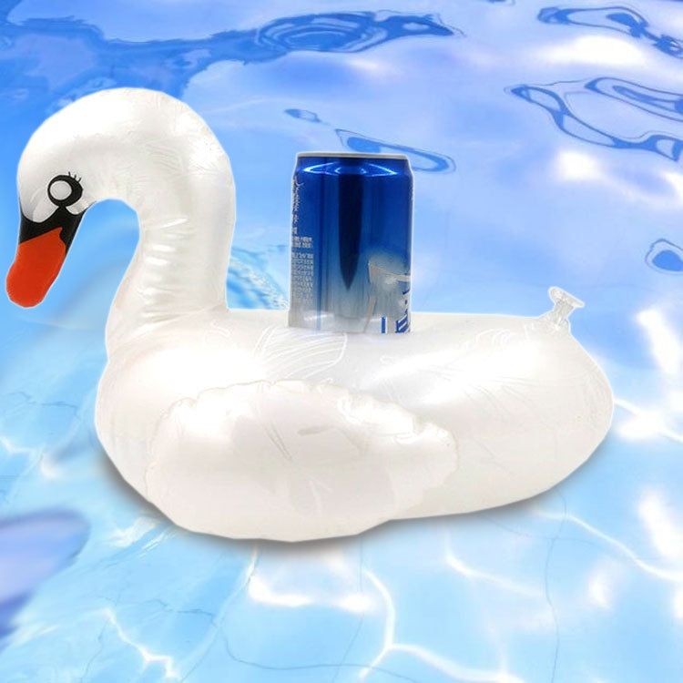 Sottobicchieri gonfiabili in PVC ecologico addensato a forma di cigno bianco modellato Portabicchieri galleggianti per bevande d'acqua, Patterned White Swan