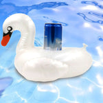Sottobicchieri gonfiabili in PVC ecologico addensato a forma di cigno bianco modellato Portabicchieri galleggianti per bevande d'acqua, Patterned White Swan