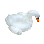 Sottobicchieri gonfiabili in PVC ecologico addensato a forma di cigno bianco modellato Portabicchieri galleggianti per bevande d'acqua, Patterned White Swan