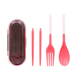 Mini set da viaggio portatile da esterno da 2 pezzi Set da pranzo pieghevole color caramello Utensile da cucina per bambini per studenti