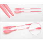 Mini set da viaggio portatile da esterno da 2 pezzi Set da pranzo pieghevole color caramello Utensile da cucina per bambini per studenti