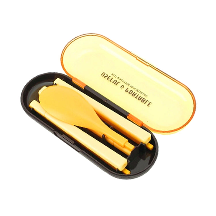 Mini set da viaggio portatile da esterno da 2 pezzi Set da pranzo pieghevole color caramello Utensile da cucina per bambini per studenti