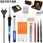 Kit saldatore elettrico a temperatura regolabile da 60 W + 5 punte per PC Strumento di riparazione portatile per saldatura Pinzette Coltello per hobby, EU Plug, US Plug