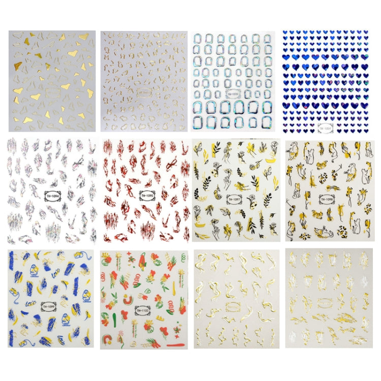 10 pezzi adesivo posteriore trasparente satinato adesivo per nail art sbavato abbronzante, TH-759, TH-760, TH-1031, TH-1059, TH-1094, TH-1095, TH-1097, TH-1098, TH-1099, TH-1100, TH-1102, TH-1103, TH-1104, TH-1106, TH-1107, TH-1108, TH-1109, TH-1110���...