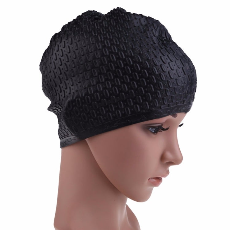 Cuffia da nuoto impermeabile in silicone da 2 pezzi Proteggi le orecchie Cuffia da nuoto sportiva per capelli lunghi per adulti, Silicone Long Hair Swimming Cap(Black), Silicone Long Hair Swimming Cap(Dark Blue)                                         ...