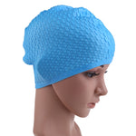 Cuffia da nuoto impermeabile in silicone da 2 pezzi Proteggi le orecchie Cuffia da nuoto sportiva per capelli lunghi per adulti, Silicone Long Hair Swimming Cap(Black), Silicone Long Hair Swimming Cap(Dark Blue)                                         ...